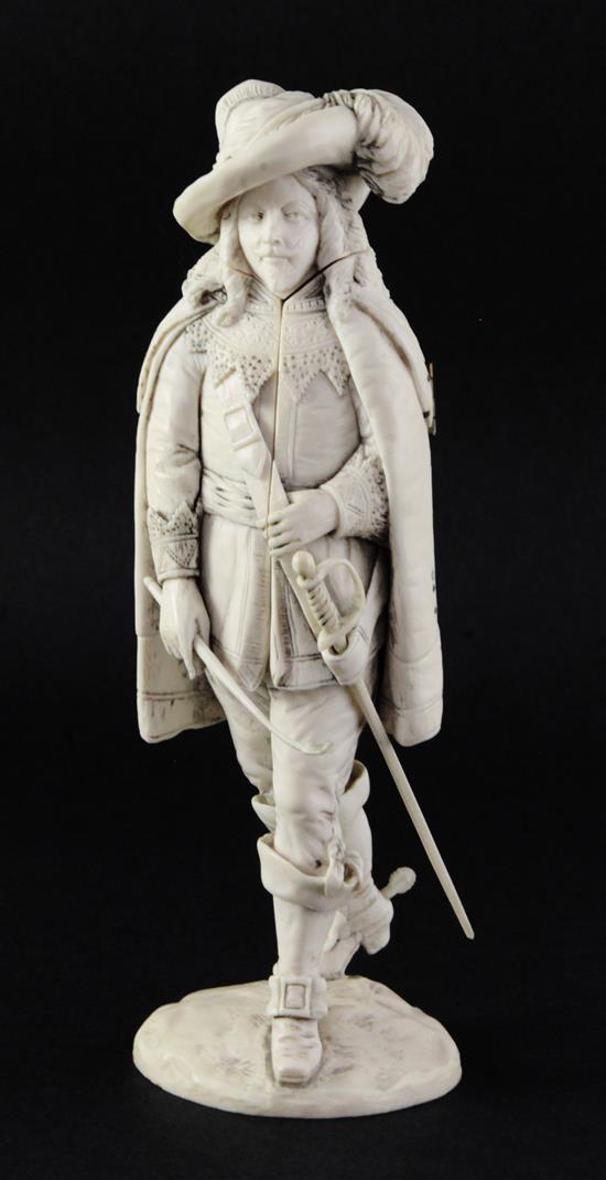 A Dieppe ivory triptych figure , late 19th century, 19cm
